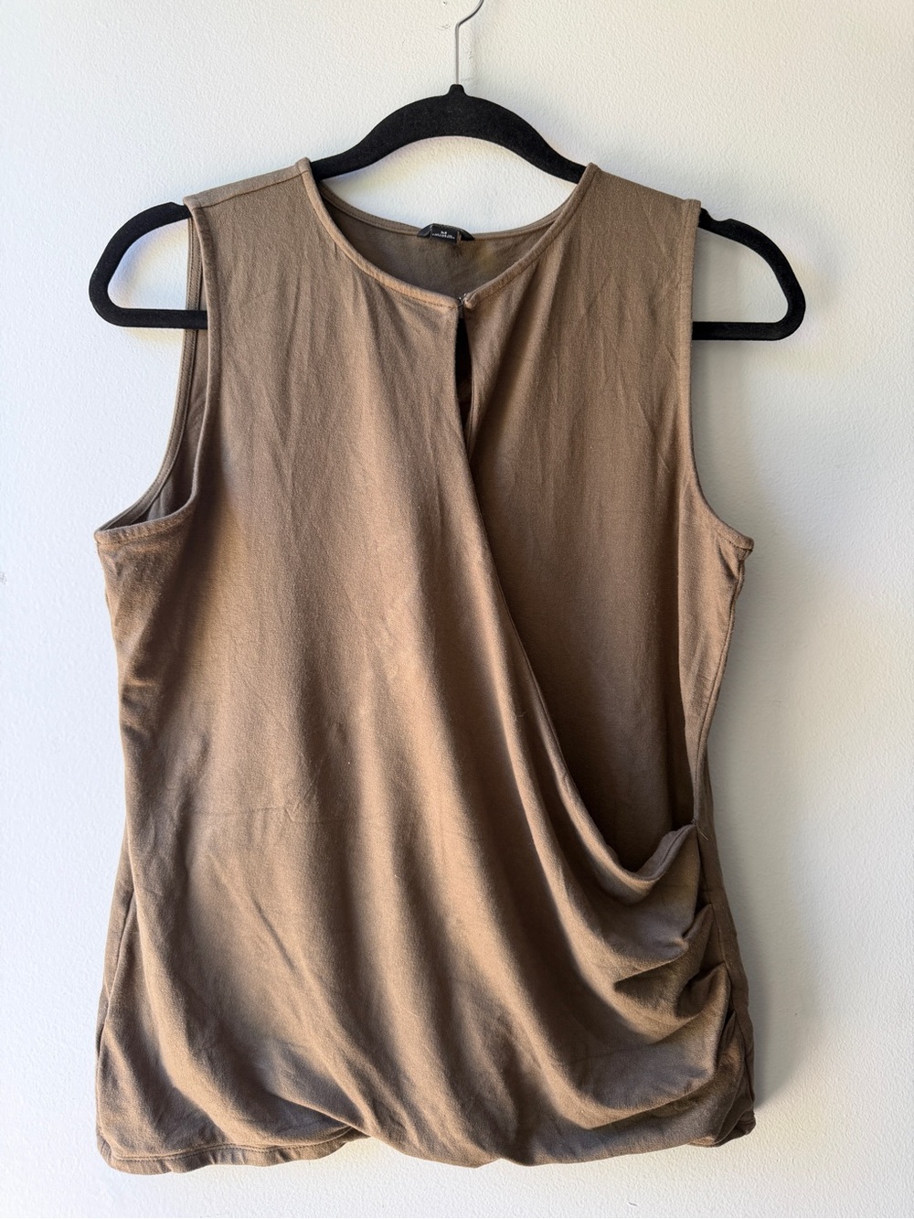 Ann Taylor Sleeveless Brown Draped Front Top